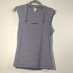 Body Central Blue, White and Gold Stripe Top